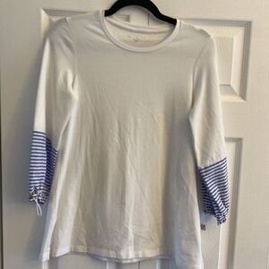 ELI Tahari XS Blouse Coastal sleeve Pima Cotton‎ Beachy Vacation